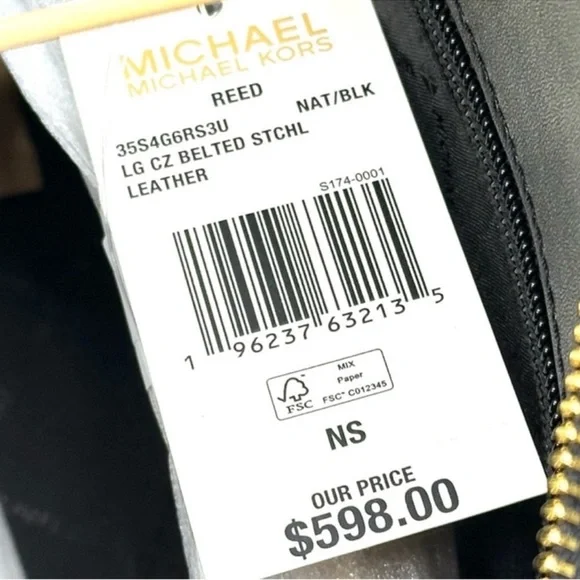 Michael Kors Large Reed Satchel Crossbody Bag & Large Continental Wallet Black